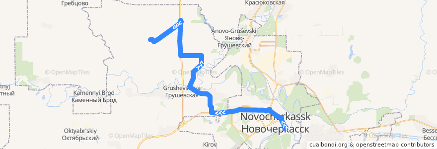 Mapa del recorrido Автобус №800 Новочеркасск (Ж/д вокзал) - Аэропорт Платов de la línea  en Óblast de Rostov.