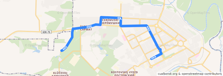 Mapa del recorrido Автобус №35 Азовский рынок - Ул. Ветеринарная de la línea  en городской округ Новочеркасск.