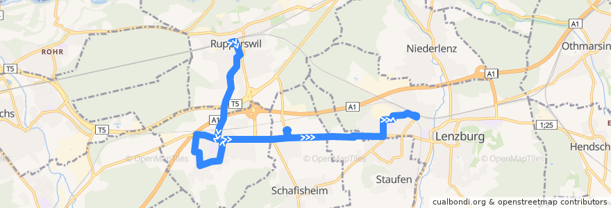 Mapa del recorrido Bus 394: Rupperswil => Lenzburg de la línea  en Bezirk Lenzburg.