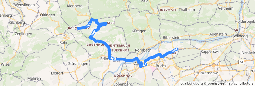 Mapa del recorrido Bus 2: Rohr AG => Barmelweid de la línea  en Bezirk Aarau.