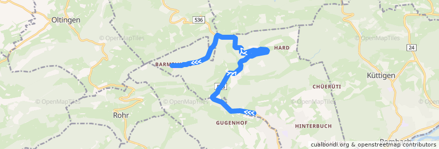 Mapa del recorrido Bus 2: Erlinsbach => Barmelweid de la línea  en Erlinsbach (AG).