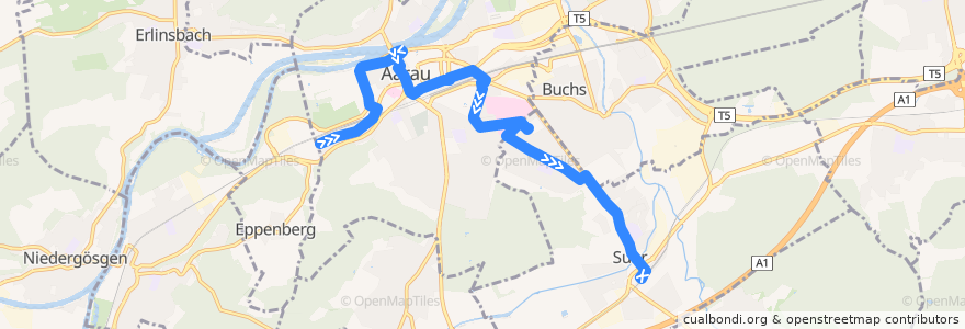 Mapa del recorrido Bus 6: Aarau, Wöschnauring => Suhr de la línea  en Bezirk Aarau.