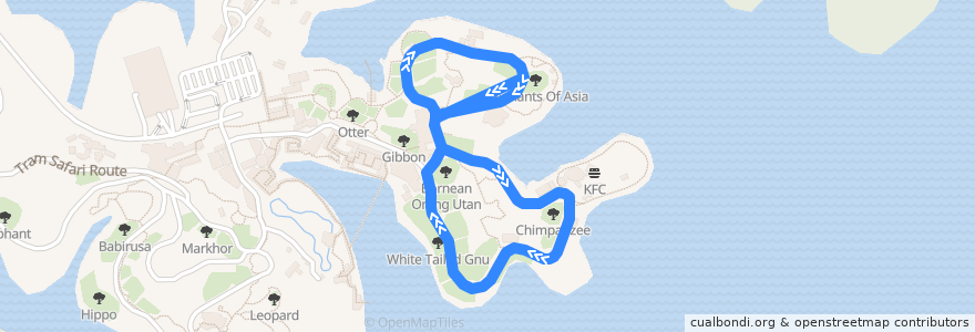 Mapa del recorrido Tram de la línea  en Northwest.