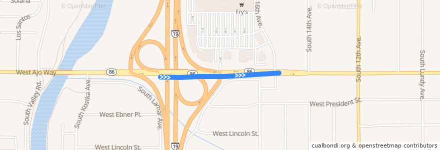 Mapa del recorrido Bus RouteSun Tran Route 486 Ajo-Tucson de la línea  en Tucson.