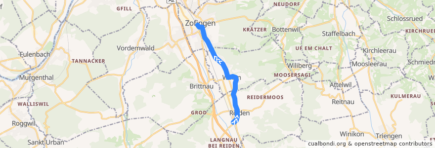 Mapa del recorrido Bus 9: Reiden => Zofingen de la línea  en سويسرا.