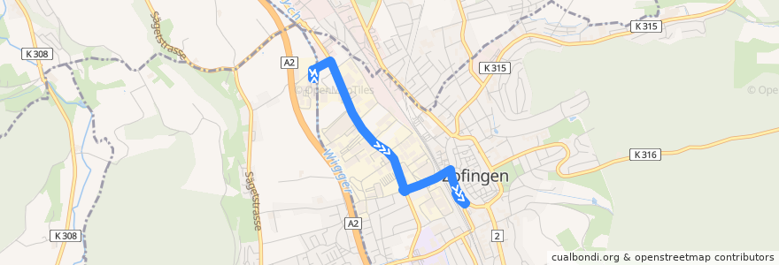 Mapa del recorrido Bus 3: Zofingen, Industrie Brühl => Bahnhof de la línea  en Bezirk Zofingen.