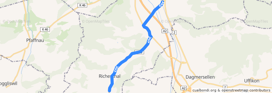 Mapa del recorrido Bus 9: Reiden => Richenthal de la línea  en Reiden.