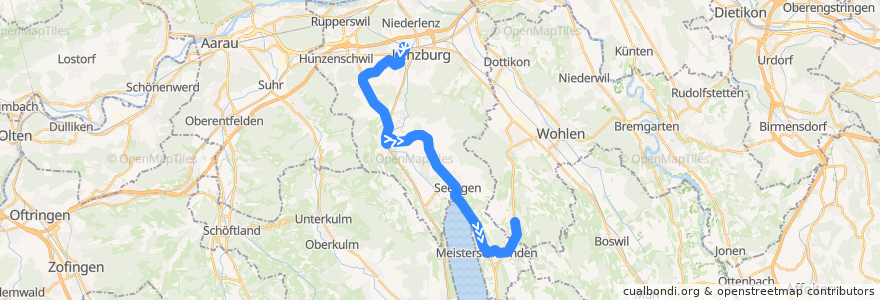 Mapa del recorrido Bus N90: Lenzburg => Sarmenstorf de la línea  en Bezirk Lenzburg.