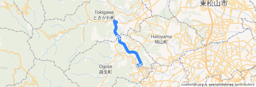 Mapa del recorrido ときがわ町路線バス　越生駅～せせらぎバスセンター de la línea  en 사이타마현.