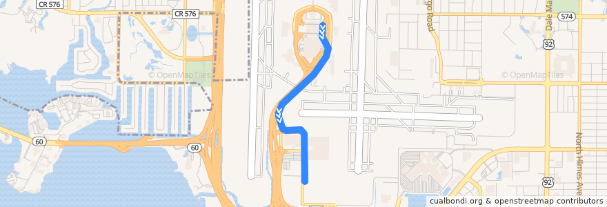 Mapa del recorrido SkyConnect de la línea  en Tampa.