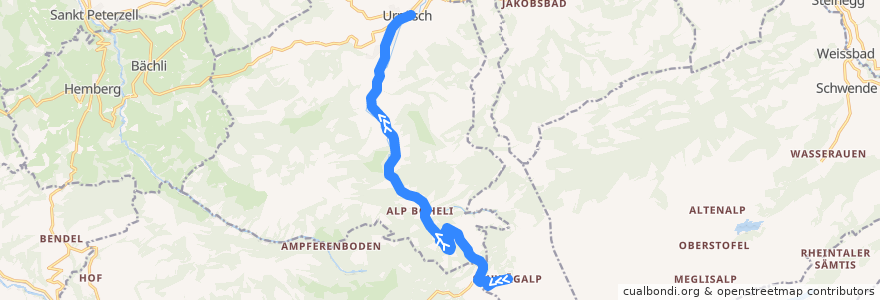 Mapa del recorrido Bus 791: Schwägalp => Urnäsch de la línea  en Urnäsch.