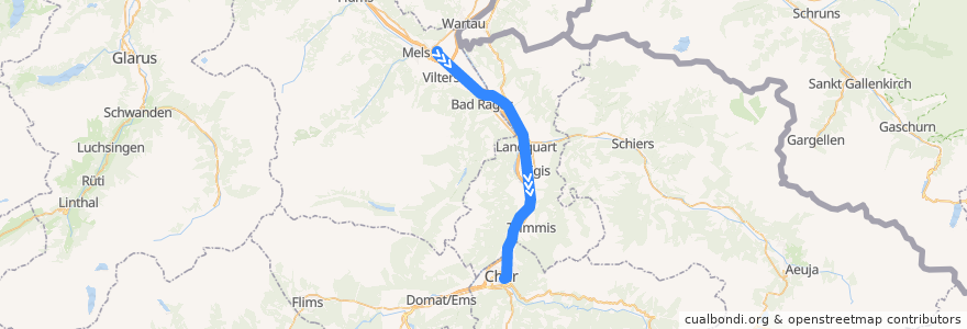 Mapa del recorrido S12: Sargans => Chur de la línea  en Switzerland.