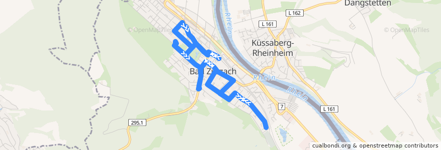 Mapa del recorrido Bus ZB4: Bad Zurzach, Bahnhof => Friedhof => Bahnhof de la línea  en Zurzach.