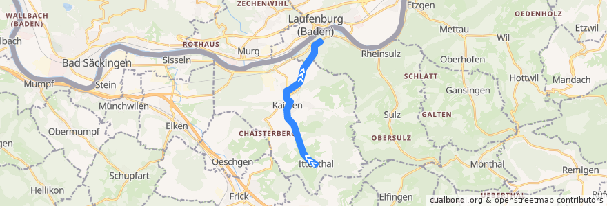 Mapa del recorrido Bus 144: Ittenthal => Laufenburg de la línea  en Bezirk Laufenburg.