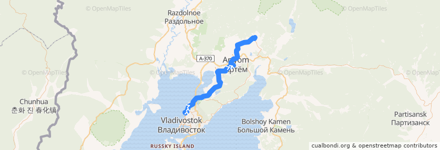 Mapa del recorrido Автобус 224: Автовокзал - Заводской de la línea  en Приморский край.