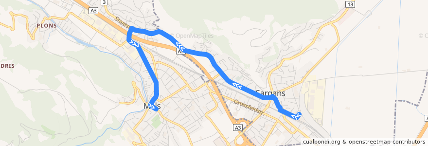 Mapa del recorrido Bus 431 de la línea  en Wahlkreis Sarganserland.