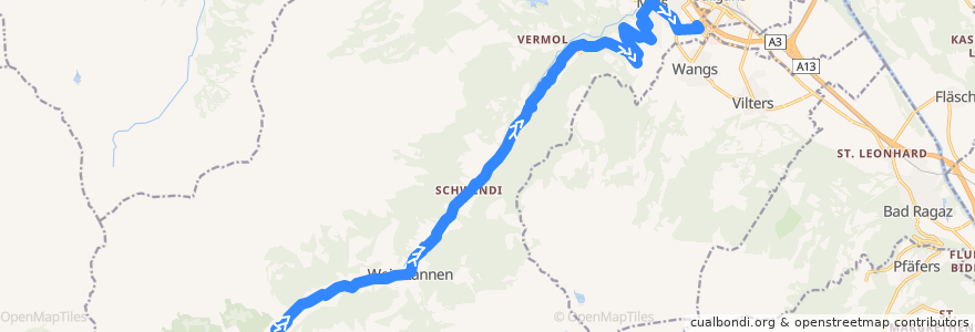 Mapa del recorrido Bus 432: Weisstannen => Mels de la línea  en Mels.