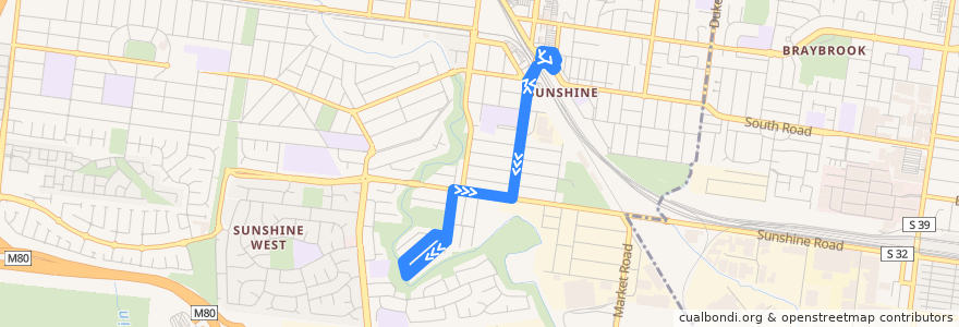 Mapa del recorrido Bus 429: Sunshine Station => Sunshine South => Sunshine Station de la línea  en City of Brimbank.