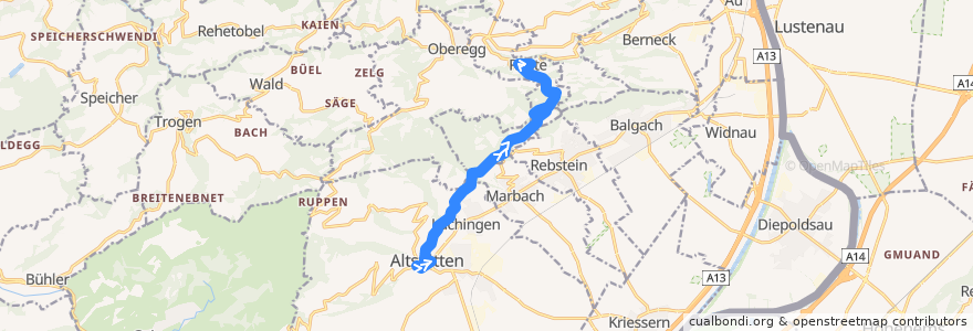 Mapa del recorrido Bus 227: Altstätten SG => Reute AR de la línea  en St. Gallen.