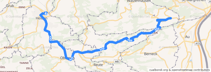 Mapa del recorrido Bus 228: Heiden => Oberegg AI => Leuchen de la línea  en St. Gallen.