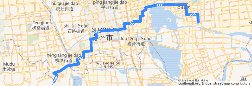 Mapa del recorrido 47路: 国际教育园北区首末站→津梁街首末站 de la línea  en سوژو.