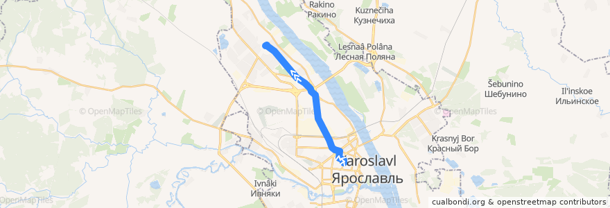 Mapa del recorrido ТМ 9: Улица Блюхера - улица Свердлова de la línea  en городской округ Ярославль.