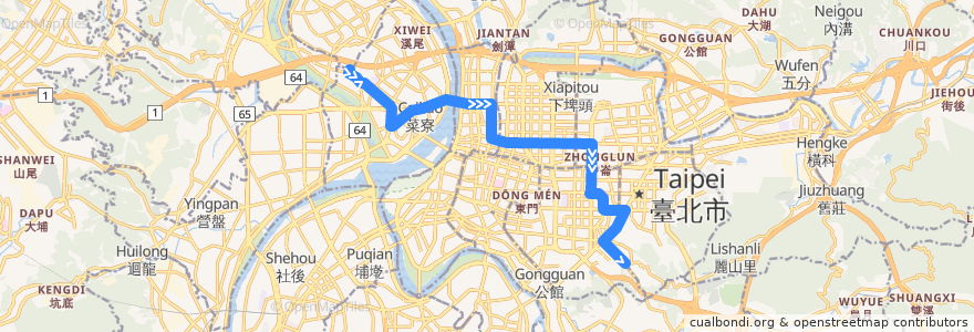 Mapa del recorrido 臺北市 292副 二重-捷運麟光站 (往程) de la línea  en Neu-Taipeh.