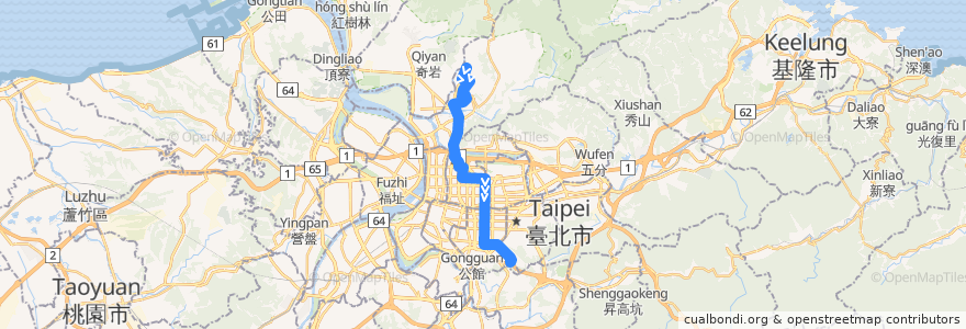 Mapa del recorrido 臺北市 685吉林 麟光新村-吉林路-天母 (往程) de la línea  en Taipeh.