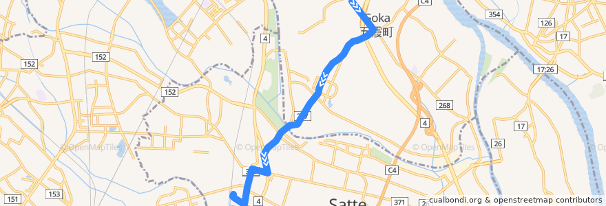 Mapa del recorrido 朝日バスST21系統 五霞町役場⇒辰堂⇒幸手駅 de la línea  en Jepun.