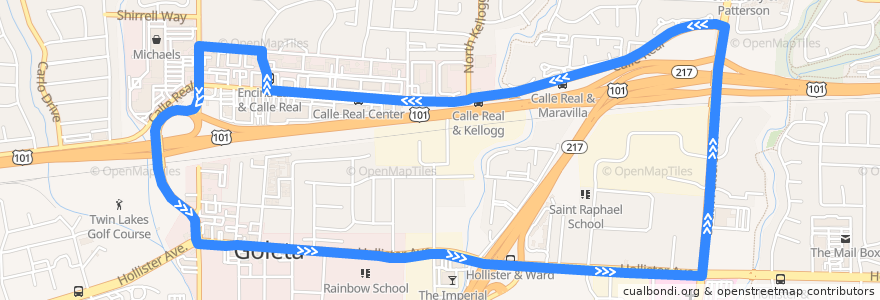 Mapa del recorrido Calle Real/Old Town Shuttle de la línea  en Goleta.