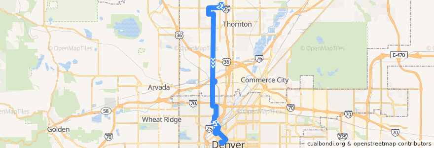 Mapa del recorrido Bus 19: North Pecos → 13th Street & Welton Street de la línea  en 科罗拉多州 / 科羅拉多州.