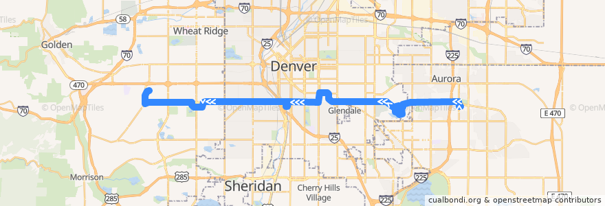 Mapa del recorrido Bus 3: Alameda Avenue → Federal Center Station de la línea  en Colorado.