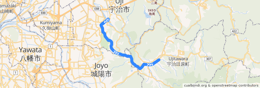 Mapa del recorrido 立場線 de la línea  en 京都府.