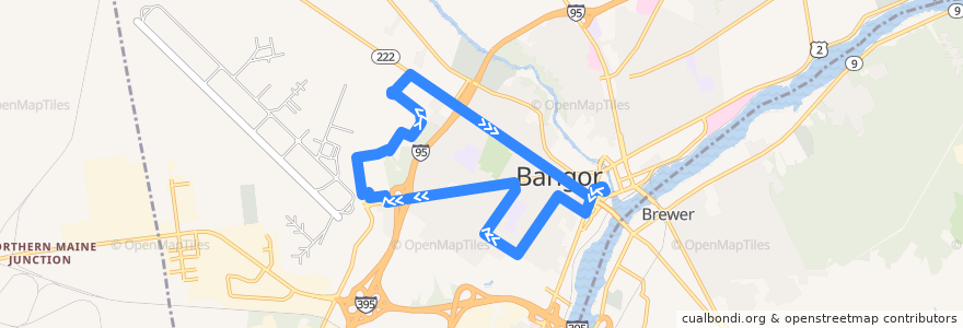 Mapa del recorrido Hammond Street Route de la línea  en Bangor.