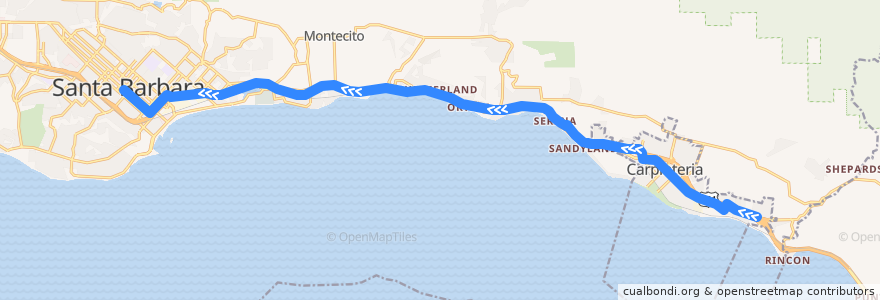Mapa del recorrido Carpinteria Express de la línea  en Santa Barbara County.