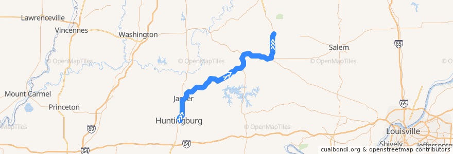 Mapa del recorrido Monon Line de la línea  en 印第安纳州.