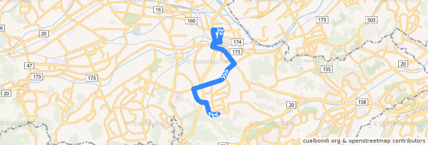 Mapa del recorrido 北10系統 西武北野台 => 北野駅北口 de la línea  en Hachioji.