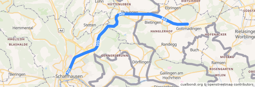 Mapa del recorrido 730: Schaffhausen => Singen de la línea  en .