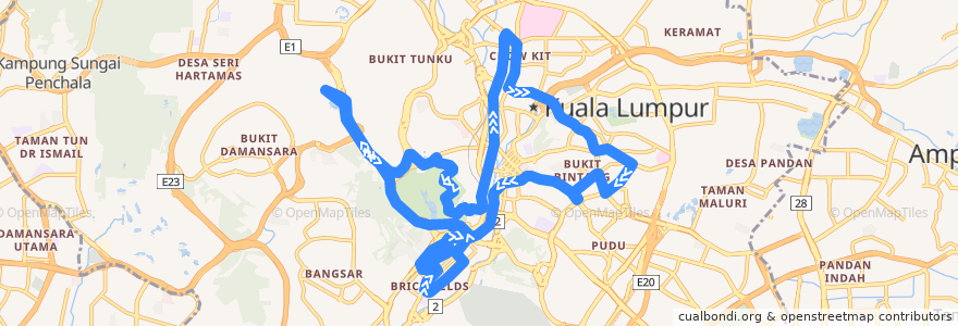 Mapa del recorrido Hop-on Hop-off Bus - Garden Route (Green Line) de la línea  en Kuala Lumpur.