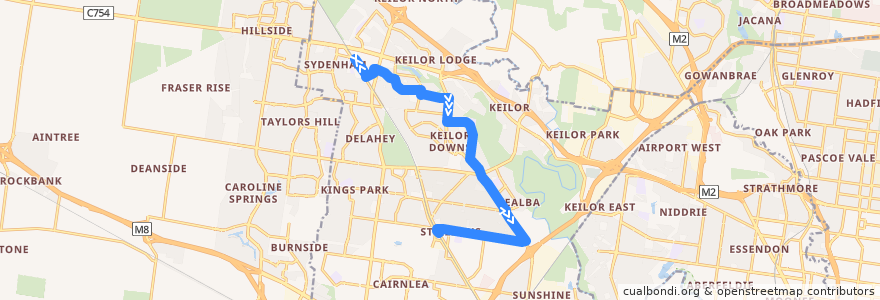 Mapa del recorrido Bus 419: Watergardens Station => Keilor Downs => St Albans Station de la línea  en City of Brimbank.