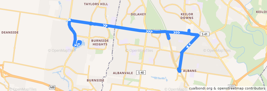 Mapa del recorrido Bus 418: Caroline Springs => Keilor Plains Station => St Albans Station de la línea  en Melbourne.