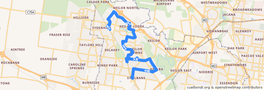 Mapa del recorrido Bus 421: Watergardens Station => Keilor Plains Station => St Albans Station de la línea  en City of Brimbank.