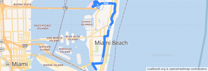 Mapa del recorrido MDT 103 (C): Mount Sinai Hospital => South Pointe de la línea  en Miami Beach.