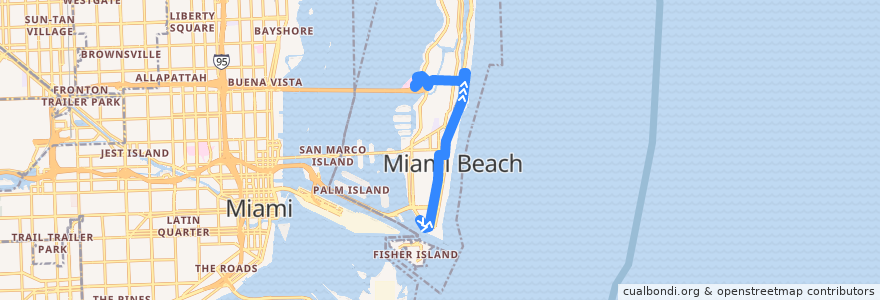 Mapa del recorrido MDT 103 (C): South Pointe => Mount Sinai Hospital de la línea  en میامی بیچ، فلوریدا.