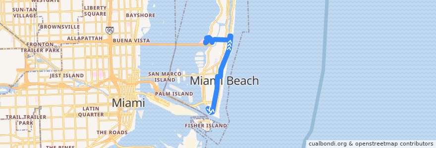 Mapa del recorrido MDT 103 (C): South Pointe => Mount Sinai Hospital de la línea  en ميامي بيتش.