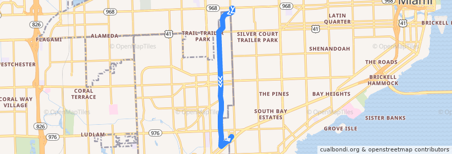 Mapa del recorrido Bus Coral Gables Trolley: Flagler Street => Douglas Road Station de la línea  en Coral Gables.