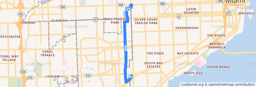 Mapa del recorrido Bus Coral Gables Trolley: Douglas Road Station => Flagler Street de la línea  en Coral Gables.