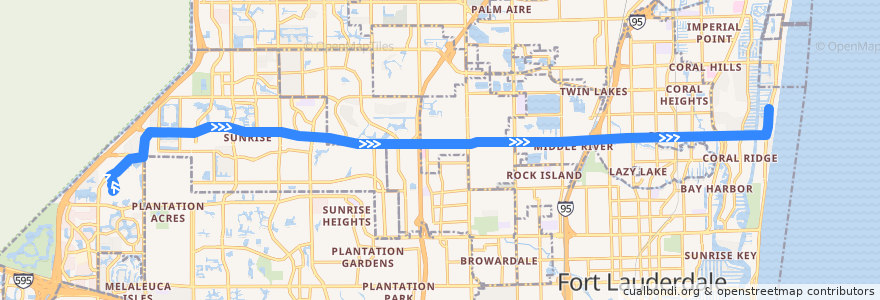 Mapa del recorrido BCT 72: Sawgrass Mills => Galt Mile de la línea  en Broward County.