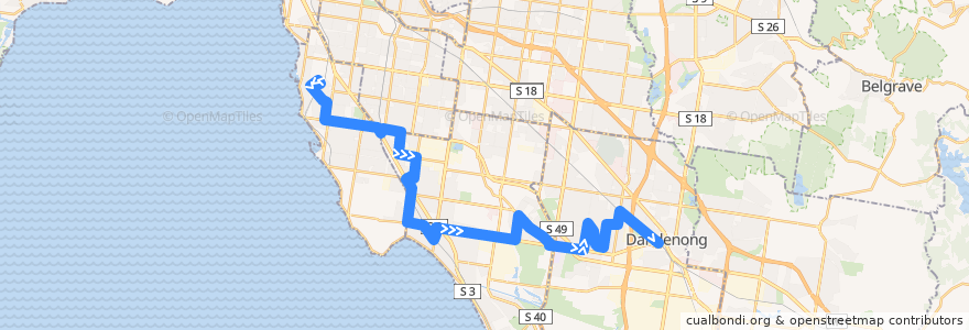 Mapa del recorrido Bus 812: Brighton => Parkmore SC => Dandenong Station de la línea  en 멜버른.