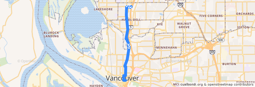 Mapa del recorrido Bus 31: 99th Street Transit Center => Vancouver City Center de la línea  en Clark County.